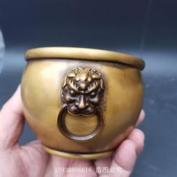 【限時下殺12.27】議價古玩古董銅器收藏仿古老黃銅凈面大號雙獸缸金蟾缸風水缸擺件 歷史價格詳細信息