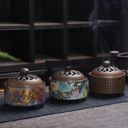 景泰藍香爐 薰香爐 精美雅緻簍空雕圖騰 鎮宅辟邪 塔香 線香 歷史價格詳細信息