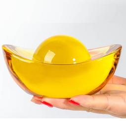 琉璃元寶【聚寶招財】????財源廣進 元寶聚財 金元寶黃色人工琉璃水晶裝飾 米缸聚寶盆裝飾 by 我型我色 歷史價格詳細信息