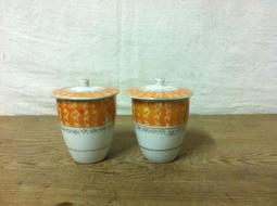 WH5987【四十八號老倉庫】全新 早期 台灣製 大同 紅四角印 黃色 描金 珍珠釉 茶杯 蓋杯 150cc 1蓋杯價 歷史價格詳細信息