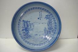 早期~圓盤.盤子.大盤~鳳凰~長壽~藍釉~雙囍~冰裂紋~有裂痕~直徑約37.9cm~懷舊.擺飾.道具 歷史價格詳細信息