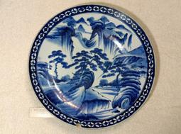 ~~早期 手繪 青花 山水 圓盤 直徑約24cm 擺飾(CG5-4)~~ 歷史價格詳細信息