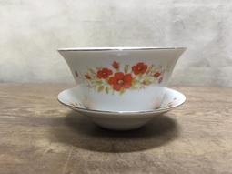 WH17697【四十八號老倉庫】全新 早期 台灣 大同 紅字 金花 三件式 茶碗 盤 無蓋 220cc 分售 歷史價格詳細信息