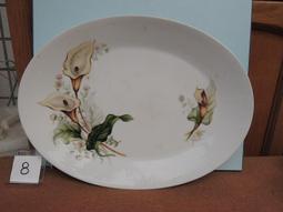 海芋瓷盤 早期台灣慶同製 海芋橢圓形瓷盤 腰子盤- 34*23.5*3.5公分 歷史價格詳細信息