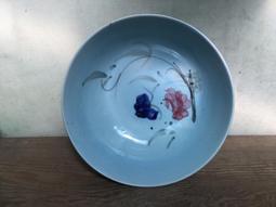 WH15731【四十八號老倉庫】全新 早期 台灣 手繪 胭脂紅 花 蓋印 福字碗 14.5cm 1碗價【懷舊收藏拍片道具 歷史價格詳細信息