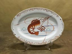 WH23245【四十八號老倉庫】全新 早期 台灣 利昌 手繪 蓋印 水草 蝦碗公 腰子碗公 27.8cm 有瑕 1碗價 歷史價格詳細信息