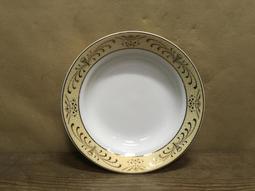 WH24363【四十八號老倉庫】全新 早期 台灣 燙金 盤 深盤 22.8cm 1盤價【懷舊收藏拍片道具】 歷史價格詳細信息