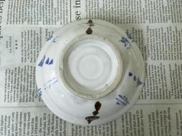 WH27446【四十八號老倉庫】全新 早期 台灣 厚胎 竹編紋 蓋印 青花 福字碗 老碗 13.7cm【懷舊擺飾拍片道具 歷史價格詳細信息