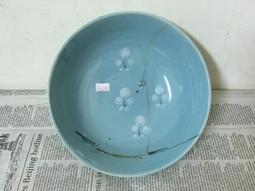 WH27806【四十八號老倉庫】全新 早期 台灣 淡藍釉 手繪 花 碗 深碗 麵碗 16.2cm 1碗價 完整 歷史價格詳細信息