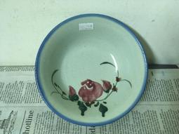 WH27806【四十八號老倉庫】全新 早期 台灣 淡藍釉 手繪 花 碗 深碗 麵碗 16.2cm 1碗價 完整 歷史價格詳細信息