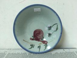 WH27831【四十八號老倉庫】全新 早期 台灣 淡藍釉 手繪 胭脂紅 花 碗 淺寬碗 16.5cm 1碗價 完整 歷史價格詳細信息