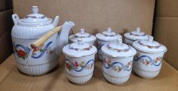 茶具組 早期大同玫瑰花茶壺茶杯茶具組 -一壺5杯5蓋 (提把斷掉) 歷史價格詳細信息