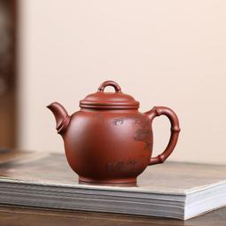 宜興紫砂壺 國工名家純手工刻繪龍紋茶具革紫泥平底德鐘230cc 歷史價格詳細信息