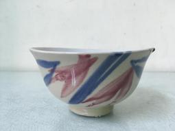 WH27131【四十八號老倉庫】全新 早期 台灣 黃釉 手繪 胭脂紅 竹花 碗 飯碗 11.3cm 1碗價【懷舊收藏拍片 歷史價格詳細信息