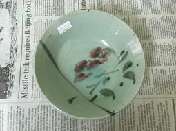 WH27602【四十八號老倉庫】全新 早期 台灣 綠釉 手繪 胭脂紅 花 碗 深碗 15.5cm 1碗價【懷舊收藏拍片道 歷史價格詳細信息