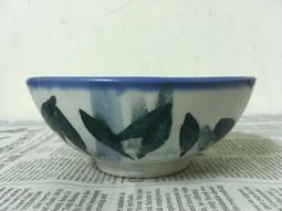 WH27410【四十八號老倉庫】全新 早期 台灣 藍釉 樹葉紋 古早碗 飯碗 米糕碗 碗粿碗 有瑕 1碗價 歷史價格詳細信息
