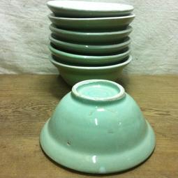 WH9256【四十八號老倉庫】全新 早期 台灣 點點 藍土黃色 粗碗 滷肉飯 肉圓 茶碗 冰碗 14.6cm 1碗價 歷史價格詳細信息