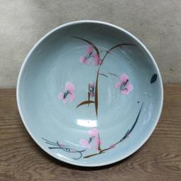 WH14834【四十八號老倉庫】全新 早期 台灣 藍釉 手繪 胭脂紅 花 碗 大碗公 22.3cm 1碗價 歷史價格詳細信息