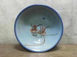 WH17431【四十八號老倉庫】全新 早期 台灣 藍釉 手繪 胭脂紅 花 碗 麵碗 湯碗 16.5cm 1碗價【懷舊收藏 歷史價格詳細信息