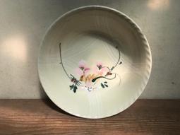WH15478【四十八號老倉庫】全新 早期 台灣 手繪 胭脂紅 花 碗 大碗公 21.5cm 有瑕 1碗價 歷史價格詳細信息