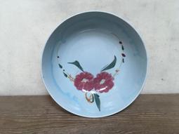 WH15478【四十八號老倉庫】全新 早期 台灣 手繪 胭脂紅 花 碗 大碗公 21.5cm 有瑕 1碗價 歷史價格詳細信息