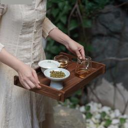 中式小茶盤果盤幹泡臺家用茶具實木託盤茶杯茶託收納茶室桐木燒色 歷史價格詳細信息