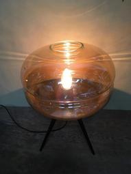 WH28132【四十八號老倉庫】全新 中國製 北歐風 淡藍色 玻璃燈罩 鐵柄 鐵座 按鈕開關 桌燈 檯燈 高37.5cm 歷史價格詳細信息