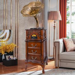 【金牌】【新品推薦】梵蒂莎歐式客廳仿古留聲機復古黑膠唱片機老式大喇叭電唱機音響 歷史價格詳細信息