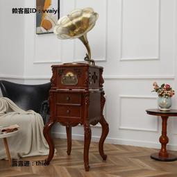 留聲機復古風格款電唱機實木歐式大喇叭黑膠唱片機客廳擺件音響 歷史價格詳細信息