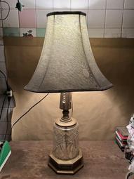 WH28482【四十八號老倉庫】二手 早期 布燈罩 鑄鐵柄座 旋鈕開關 大型 桌燈 檯燈 高77cm 1盞價 須自取 歷史價格詳細信息