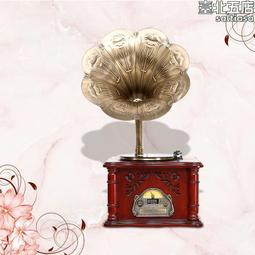 留聲機復古大喇叭黑膠唱片老式電唱機音箱收音機家居擺件 歷史價格詳細信息