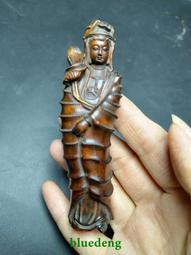 舊藏黃楊木木雕刻觀音站像掛墜手把件擺件，高約9.8厘米左右，4635 歷史價格詳細信息