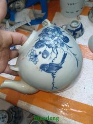 青花晚清民國青花象棋文字鼓形燭臺，造型優美，文房陳列欣賞佳品8058 歷史價格詳細信息