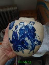 清康熙年制豆青釉青花人物筆筒 古董古玩 仿古瓷器文房收藏 歷史價格詳細信息