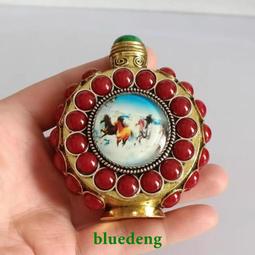 古玩雜項鼻煙壺仿古銅鑲景泰藍藏族特色手工藝品空瓶子煙具小擺件11723 歷史價格詳細信息