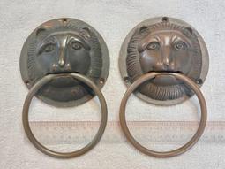 門扣.拉環.敲門器(11)~~銅門環~~長約15.6CM~~不吸磁~~總重約580G~~二個合售 歷史價格詳細信息