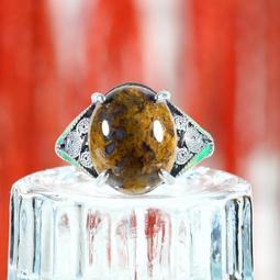 Gsd 140????綠玉髓霸氣女性款玉石925玫瑰金銀(k)戒子，獨款加工現貨供應????可點圖放大觀看???? 歷史價格詳細信息