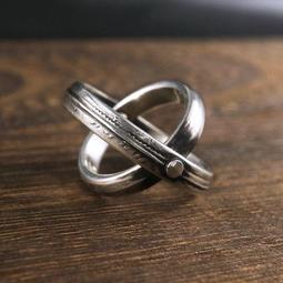 ekstatt Muncen可動轉盤旋轉雙環戒指925純銀男女復古個性暗黑-愛尚飾品 歷史價格詳細信息