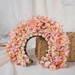 潯埔簪花頭飾發箍女民族風漢服花圍高顏值爆款仿真花拍照頭箍 歷史價格詳細信息