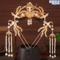 漢服配飾套裝古風頭飾華麗發冠簪子婚嫁秀禾新娘發飾步搖明制鳳冠-新店特惠 歷史價格詳細信息