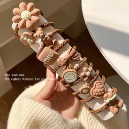 髮圈女韓國簡約氣質四葉草髮圈帶珍珠吊墜髮圈手繩扎頭髮皮筋飾品 歷史價格詳細信息