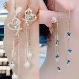 優選市集 免運 女耳環 吊墜耳環 999純銀防過敏耳環女網紅氣質百搭韓版個性長款流蘇耳墜耳釘耳飾 歷史價格詳細信息