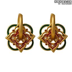 原創復古耳環祖母綠色冰晶耳環圓臉適合獨特誇張的耳飾女2023新款 歷史價格詳細信息