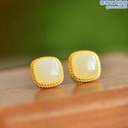 925銀和田玉耳環女小眾ins設計感金絲白玉髓紅瑪瑙新中式高檔耳環 歷史價格詳細信息