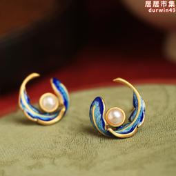 天然珍珠淡水珍珠耳環女 S925銀針前後戴不規則串珠耳環 複古耳釘 耳針 耳圈 氣質高級感垂吊耳環 韓版時尚造型耳飾品 歷史價格詳細信息