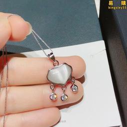 如意平安鎖s925純銀白玉髓項飾復古輕奢感項鍊女小眾簡約百搭 歷史價格詳細信息