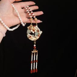 古風瓔珞漢服長版白玉髓仿珍珠復古旗袍項鏈明制馬面裙配飾手工 歷史價格詳細信息