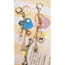 創意馬卡皮繩月光珠大閃鑽球花朵布藝吊飾包包掛飾鑰匙圈 歷史價格詳細信息