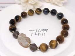 手作 避邪 保平安 招財運 虎眼石 茶晶 白水晶 天然水晶 設計款 黃虎眼 原創 送禮 手鏈 OT扣 歷史價格詳細信息