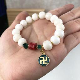 【齊花花】白龍宮玉勒子‧8咪龍宮手串‧搭配龍宮隨形珠隨意釦‧護佑您平安喜樂~（V189） 歷史價格詳細信息